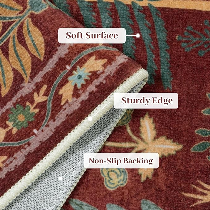 OJIA Animal Washable Rugs 8x10, Soft 8x10 Area Rugs for Living Room, Non Slip Bedroom Rug Under Bed Ultra-Thin Nursery Rug Large Carpet for Dining Room Office Playroom, Red