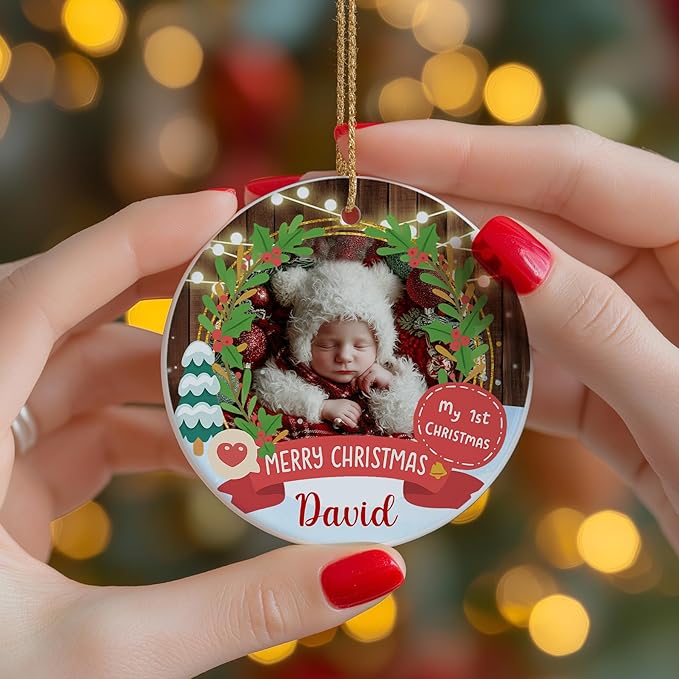 Personalized Baby First Christmas Ornament 2025 - Custom Ornament for New Babies, Boys, Girls - Sweet New Parents Keepsake - Christmas, Birthday Gift for Couples, Family, Welcoming Newborn