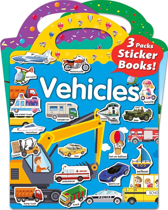 Reusable Sticker Book for Toddlers 2-4 Years, Stickers for Kids, Toddler Sticker Book Ages 1-3, Toddler Craft Activities, Toddlers Travel Toys Ages 2+ Boy Girl Birthday Gifts
