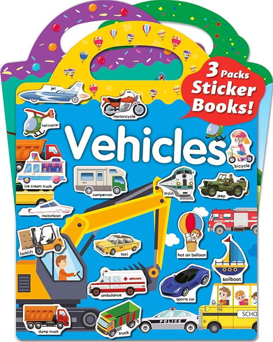 Reusable Sticker Book for Toddlers 2-4 Years, Stickers for Kids, Toddler Sticker Book Ages 1-3, Toddler Craft Activities, Toddlers Travel Toys Ages 2+ Boy Girl Birthday Gifts