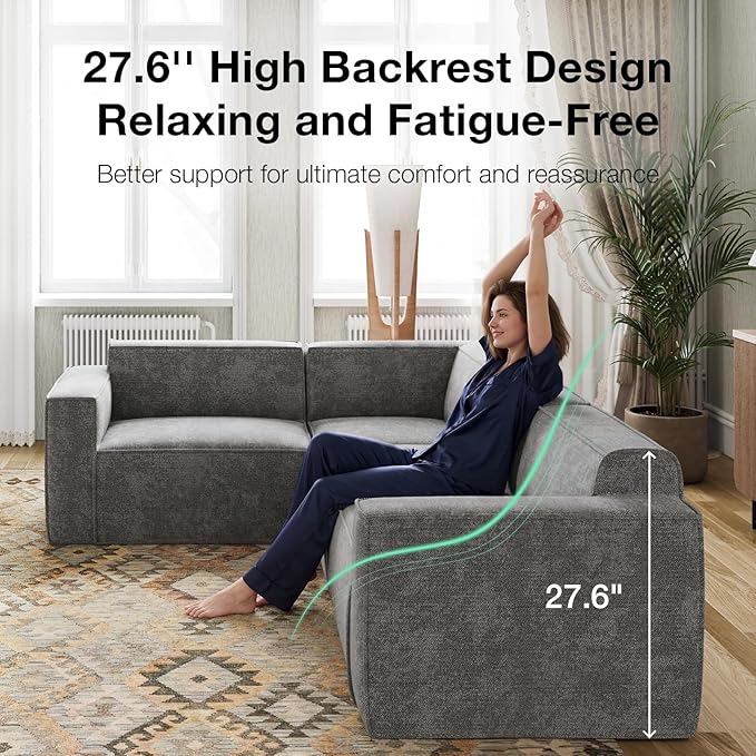 Novilla 151.2" Modular Sectional Sofa, No Assembly Cloud Sectional Couch - Image 5