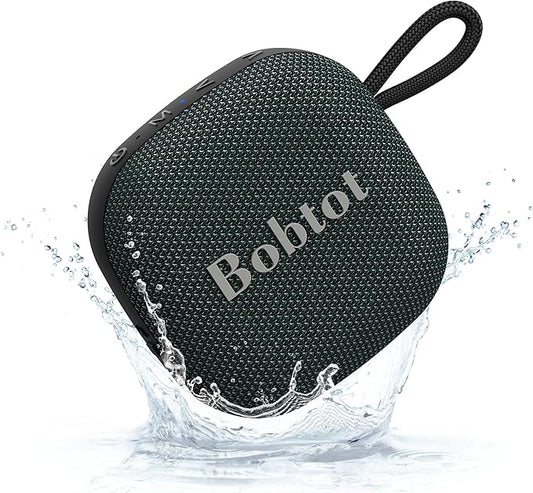Bobtot Portable Wireless Bluetooth Speaker - IPX7 Waterproof Show Speakers with 16H Playing Time, Loud Stereo Sound, Built-in Mic, TWS, Small Size with Carry Lanyard, DarkBlue