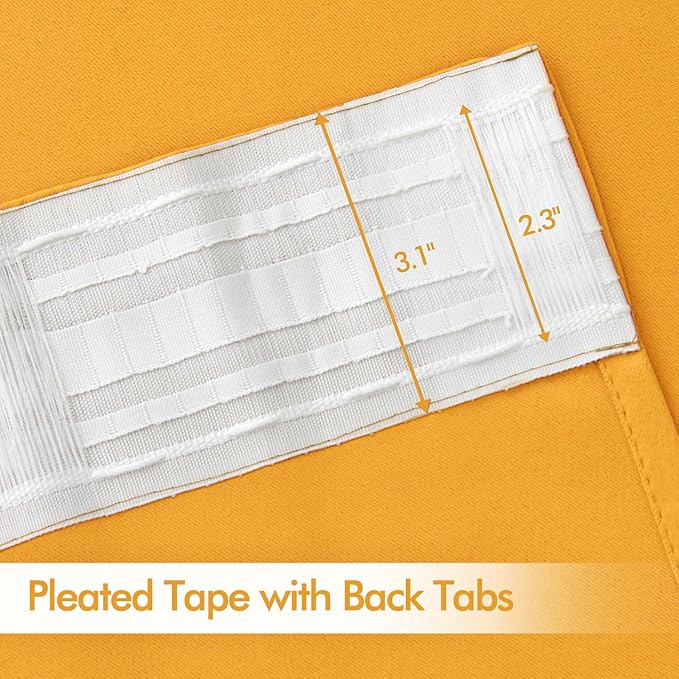 MIULEE Yellow Back Tab Blackout Curtains 120 Inch Long 2 Panels Set for Bedroom, Rod Pocket/Pinch Pleated Extra Long Thermal Insulated Living Room Darkening Light Blocking 10FT Drapes