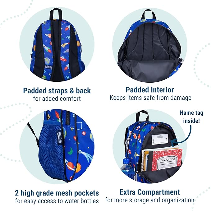 Wildkin 15-inch Kids Backpack – Durable, Padded, Adjustable for School & Travel - Out of this World