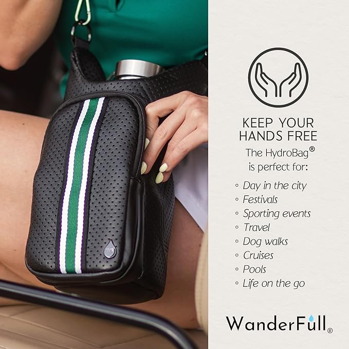 WanderFull® Original HydroBag® Collection, Water Bottle Holder w/Strap & Phone Pocket, Hands-Free Crossbody Water Bottle Bag