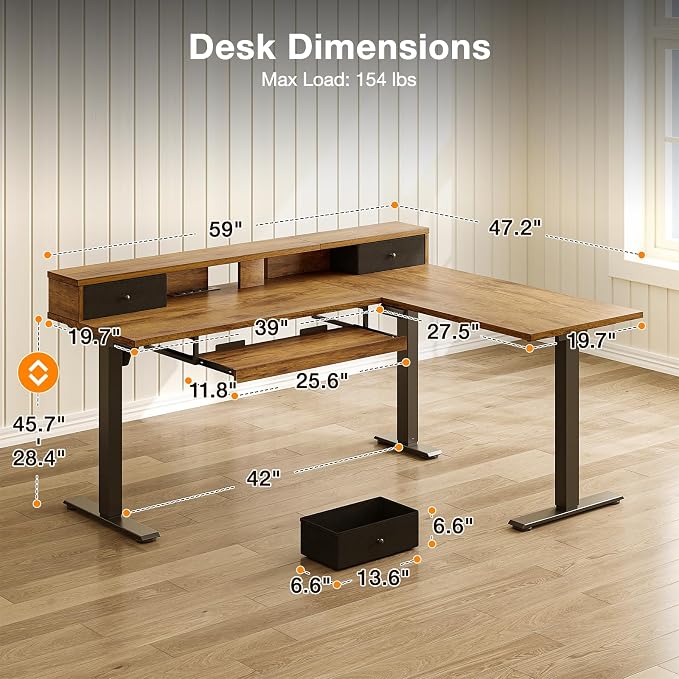 Casaottima 59 Inch Electric L-Shaped Standing Desk - Image 3