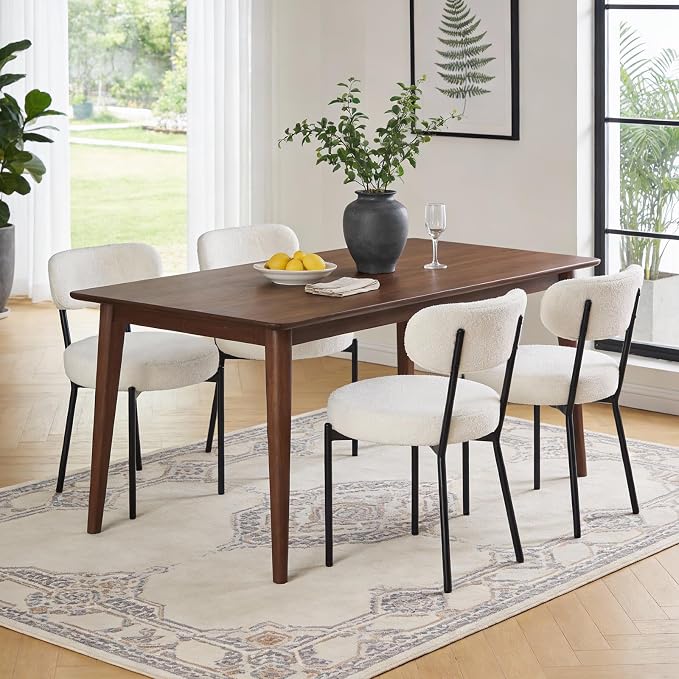 DUMOS Dining Chairs Set of 6, Mid Century Modern Chair Round Upholstered Curved - Image 8