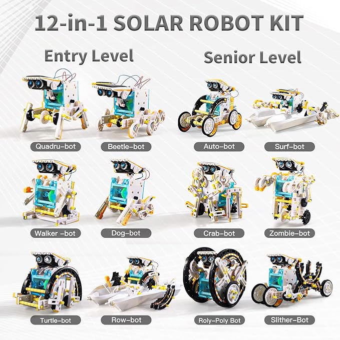 Lucky Doug Toys for Ages 8-13,12-in-1 STEM Solar Robot Kit Toys Gifts for Kids 8 9 10 11 12 13 Years Old, Educational Building Science Experiment Set Gifts for Kids Boys Girls