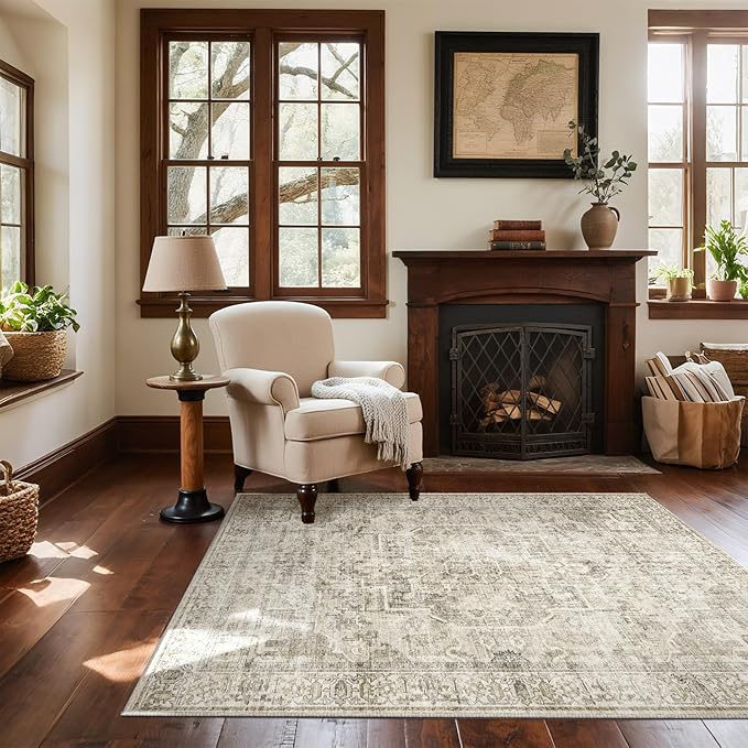 Machine Washable Throw Rugs for Entryway: Door Mat Indoor Entrance 4x6 Small Rug Stain Resistant Non-Slip Low Pile Soft Carpet for Kitchen Front Door Indoor Entry Bathroom Bedroom