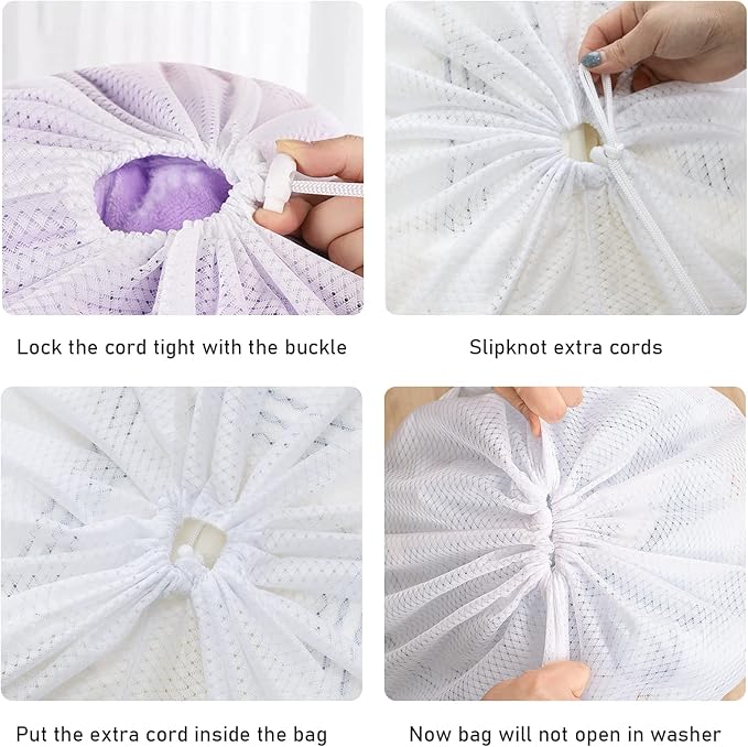 Polecasa Heavy Duty Diamond Mesh Laundry Bags, 24 x 36 inches Large Mesh Laundry Bag with Drawstring Closure and ID Tag, Laundry Hamper Liner, Laundry bag for College, Travel, Sports, Dorms,White