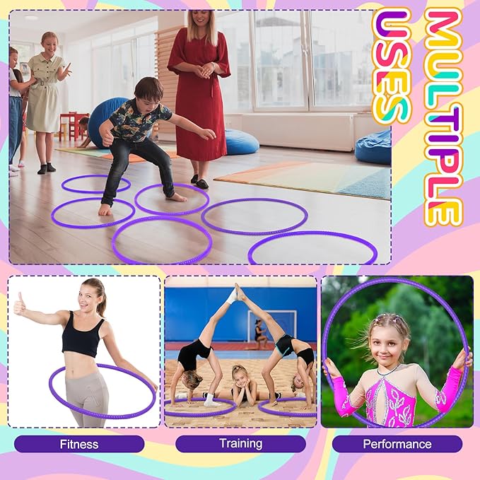 Shappy 6 Pcs Exercise Hoop Detachable Adjustable Plastic Toy Playground Toys Colored Hoop Circles for Teens Games Gymnastics Dog Agility Equipment Party Decor
