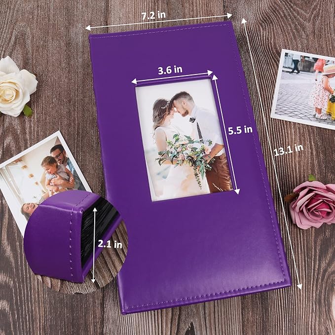 RECUTMS 6x4 Premium Leather Photo Album with 300 Pockets, Purple