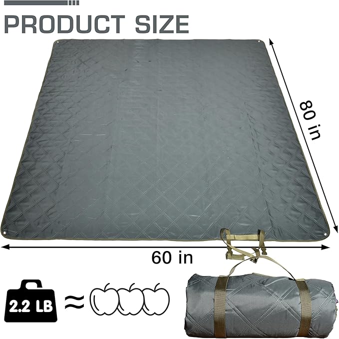 Waterproof Picnic Blanket 80 * 60 in Portable with Carry Strap for Beach Mat or Family Outdoor Camping Party, Park Blanket for Grass Park, Hiking, Travel
