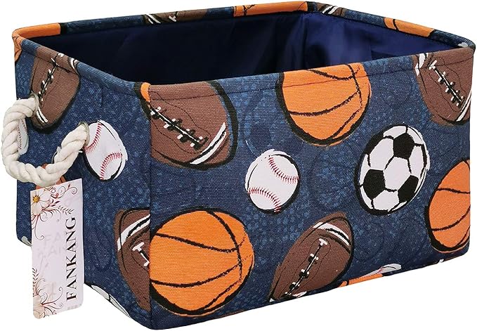 FANKANG Rectangular Laundry Basket Nursery Storage Fabric Storage Bin Storage Hamper,Gift Baskets(Navl-ball game)