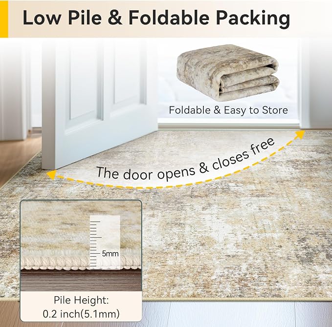 RELEANY Washable Area Rugs 7'x9' Non-Slip Modern Abstract Soft - Image 6