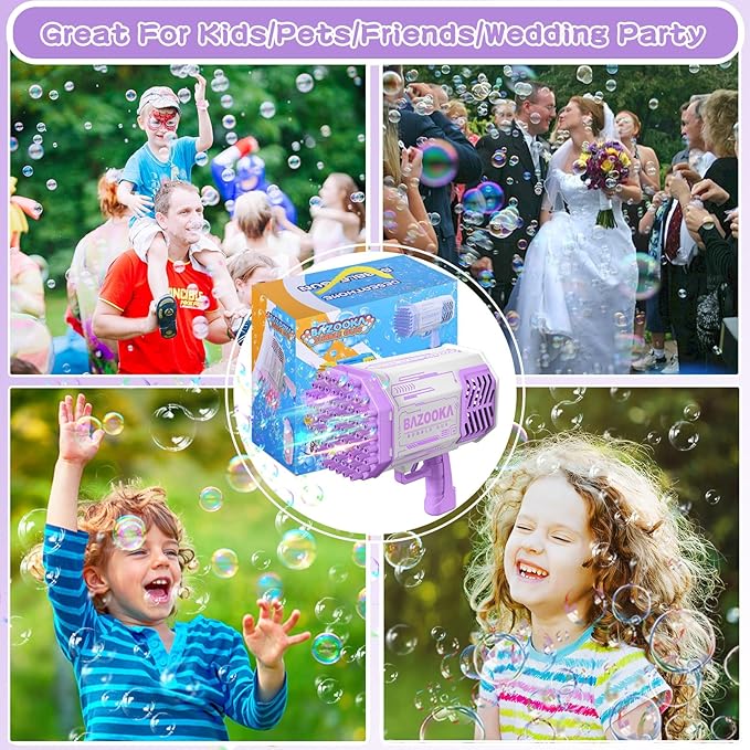 Bubble Gun, 69 Holes Bubble Machine Bubbles Kids Toys for Boys Girls Age 3 4 5 6 7 8 9 10 11 12 Year Old, Summer Outdoor Toy Birthday Wedding Party Halloween Favors