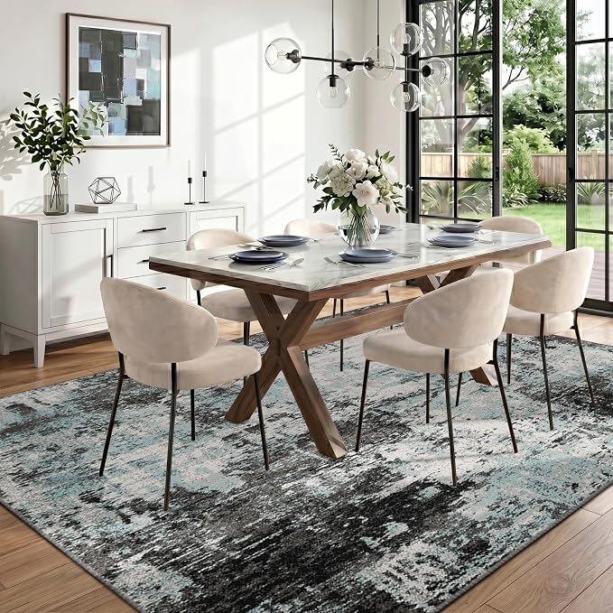 RELEANY Washable Area Rugs 8'x10' Non-Slip Modern Abstract Soft - Image 3