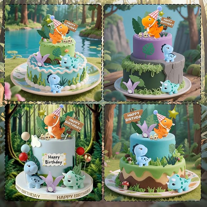 20pcs Dinosaur Cake Topper Set with Dinosaur Eggs - Reusable Dinosaur Cake Decorations，Dinosaur Birthday Decorations for Boys & Girls (Dinosaur Cupcake Toppers, Happy Birthday Cake Accessories)