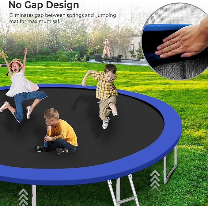 Upgraded 16FT 15FT 14FT 12FT 10FT 8FT Trampoline Outdoor with Basketball Hoop and Net, Capacity for 4-6 Kids and Adults