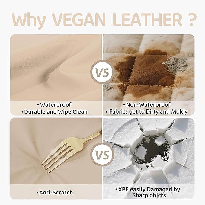 Bella’s Friends Foldable Baby Play Mat for Floor, 50"x50" Vegan Leather Playpen Mat, 1.2" Extra Thick Foam, Non-Toxic, Wipe-Clean, Travel-Ready, Non-Slip Crawling Mat for Kids Toddlers&Infants, Beige