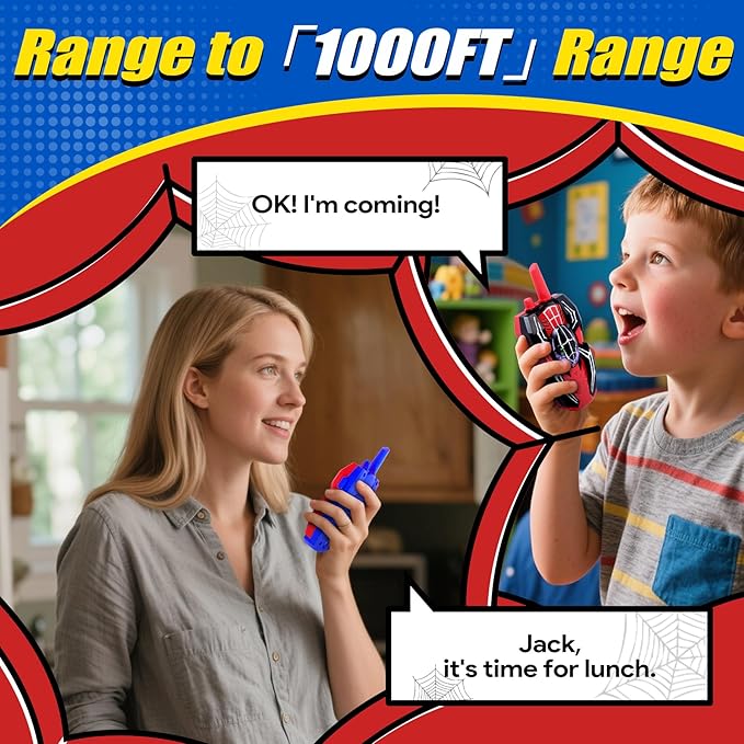 Vvinca Spider Walkie Talkies for Kids Toys Ages 3 4 5 6 7 8 9 10 Boys Girls 2 Pack Superhero Toys Lanyard Long Range Clear Sound Outdoor Game Camping Gear Spy Gadgets & Easter Christmas Birthday Gifts