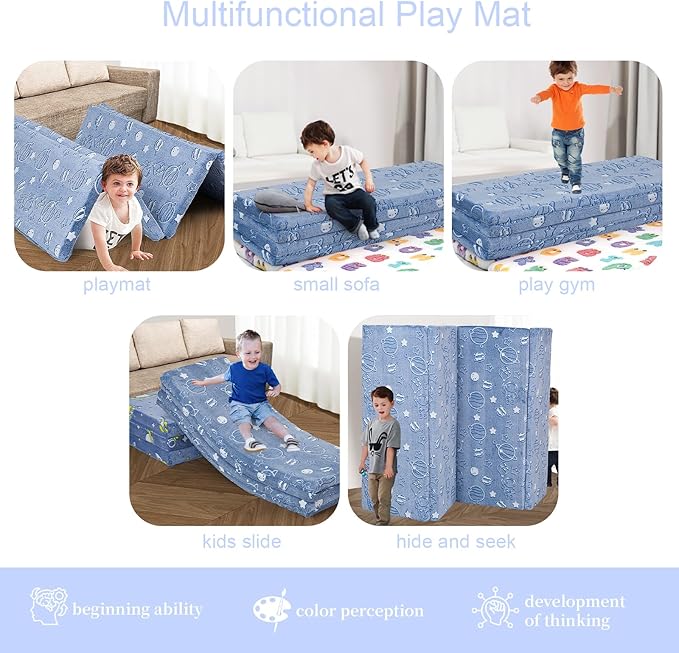 MeMoreCool Kids Floor Futon Mattress Large 6x4 FT, Thicken Foam Tatami Mattress for Children Play Area, Foldable Sleeping Pad Crawling Tatami Mat for Playroom