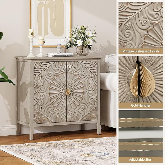 Vintage Accent Cabinet with Doors - Image 4