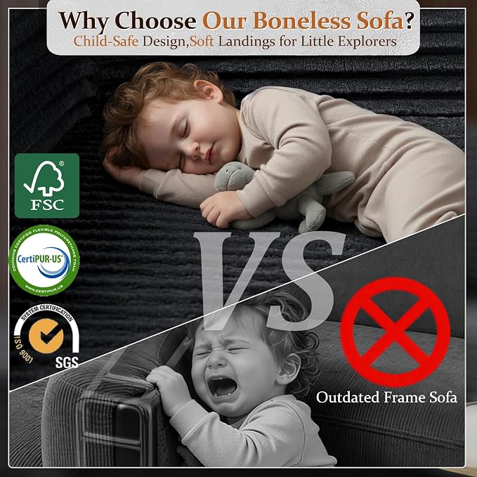 138" Cloud Sectional Couch, Comfort U Shaped Sofa - Image 4