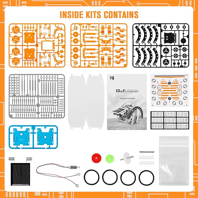 STEM 13-in-1 Education Solar Robot Toys for Age 8-12, DIY Building Science Experiment Robots Kit Birthday Gifts for 8 9 10 11 12 Years Old Boys Girls Kids Teens, Solar Powered by The Sun