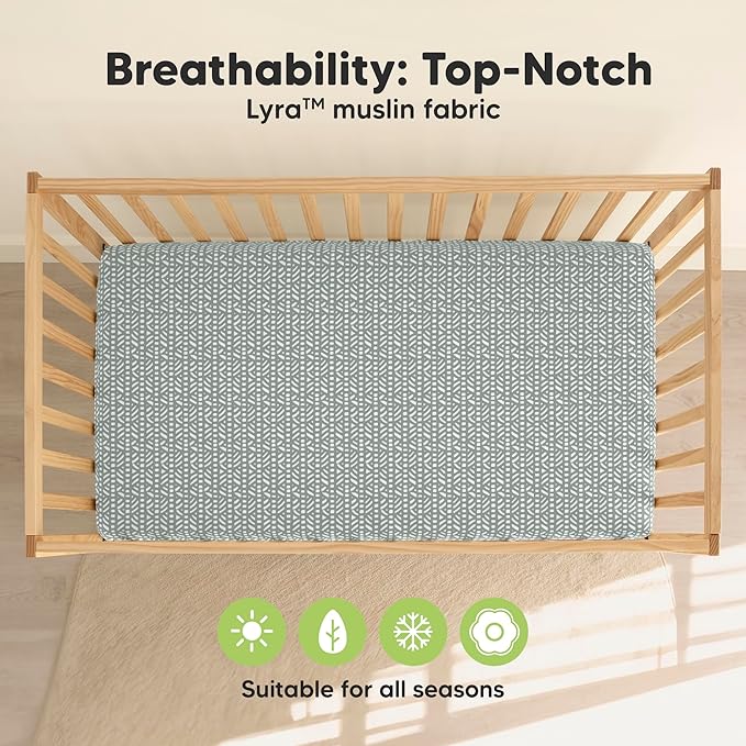 KeaBabies 2-Pack Muslin Crib Sheets for Boys, Girls - 100% Organic Cotton Fitted Baby Crib Mattress Sheet, Soft Breathable Standard Toddler Bed Cover Bedding Set, Neutral, Durable 52x28 (Nordic)