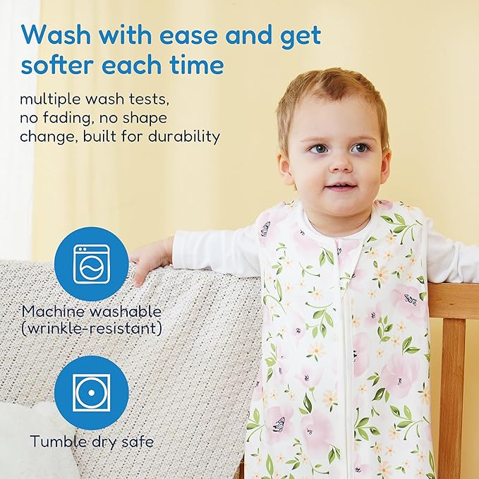 TotAha Sleep Sack 0-6 Months 3-Pack,Stretchy,Buttery Soft Swaddle Transition Sleeping Bag,Light Baby Wearable Blanket with 2-Way Safe Zippers for Girls, 0.5 TOG