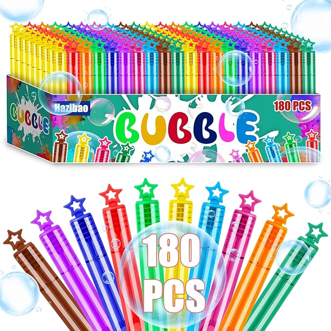 180 Pack 10 Colors Bulk Star Bubble Wands,Party Favors Bubbles Wand for Kids,Perfect for Birthday,Wedding,Goody Bags Stuffer Bubbles,Carnival Prize,Summer Outdoor Toys