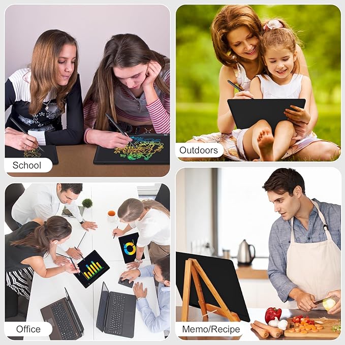 LCD Writing Tablet for Kids, Rechargeable 21 Inch Doodle Board,Easter Basket Stuffers,Preschool Learning Toys Christmas Birthday Gift 3 4 5 6 7 Year Old Girls Boys (Black)