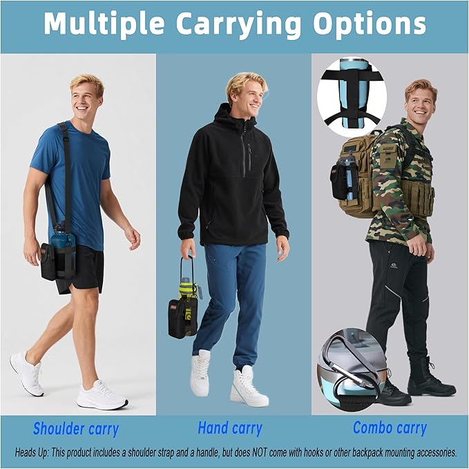 Water Bottle Holder with Strap, Shoulder & Hand Bottle Holder with Phone Pocket – Fits 32-64 oz Sports Bottles & 20-40 oz Insulated Bottles – Durable Sling Bag for Walking, Hiking, Gym