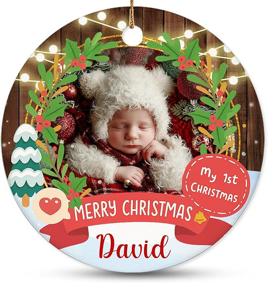 Personalized Baby First Christmas Ornament 2025 - Custom Ornament for New Babies, Boys, Girls - Sweet New Parents Keepsake - Christmas, Birthday Gift for Couples, Family, Welcoming Newborn