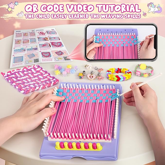 2-in-1 400 Pcs Friendship Bracelet Making Kit for Girls,Weaving Loom Kit Toys, Craft Kits for Kids,Age 6-12 Year Old Girls Gifts Ideas, Bracelet & Coaster & Bag Weaving Making kit