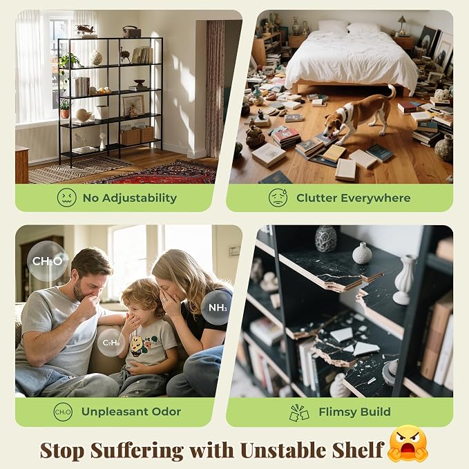 Huuger 5 Tier Bookshelf, L Shaped Corner Bookshelf - Image 7