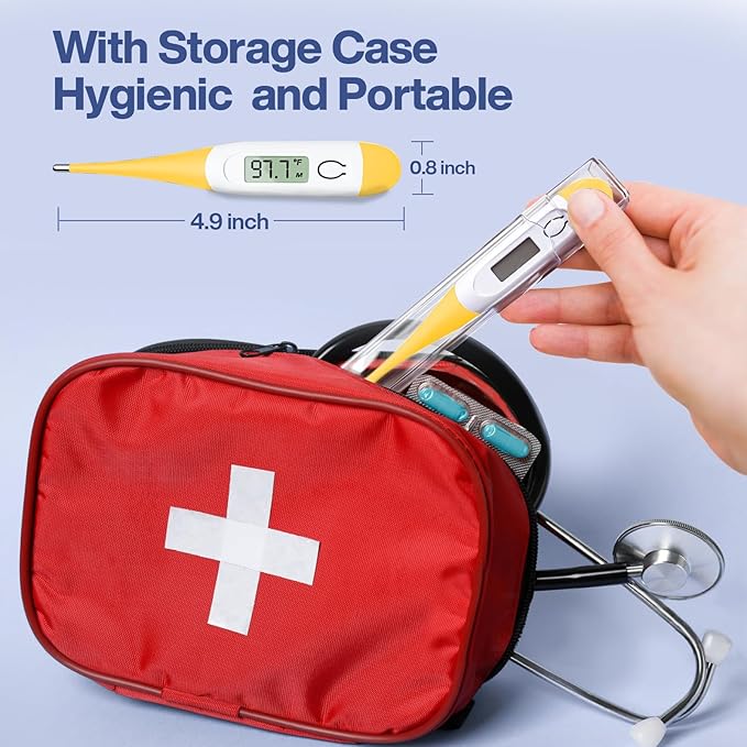 Boncare 10 Seconds Digital Thermometer for Adults and Kids - Accurate & Safe Rectal Thermometer for Baby with Fever Alarm, Oral Thermometer (Yellow)