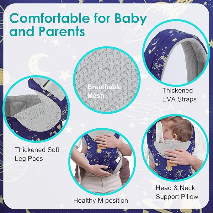 Baby Carrier Newborn to Toddler, Ergonomic Adjustable Toddler Carriers for 7-66 Lbs, Cozy Lightweight Infant Carrier with Neck Support, Baby Holder Carrier with Lumbar Support for Mom Dad