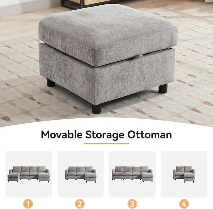 WUTUTUEE 83' Modular Sectional Sofa Convertible L Shaped Couch Set - Image 7