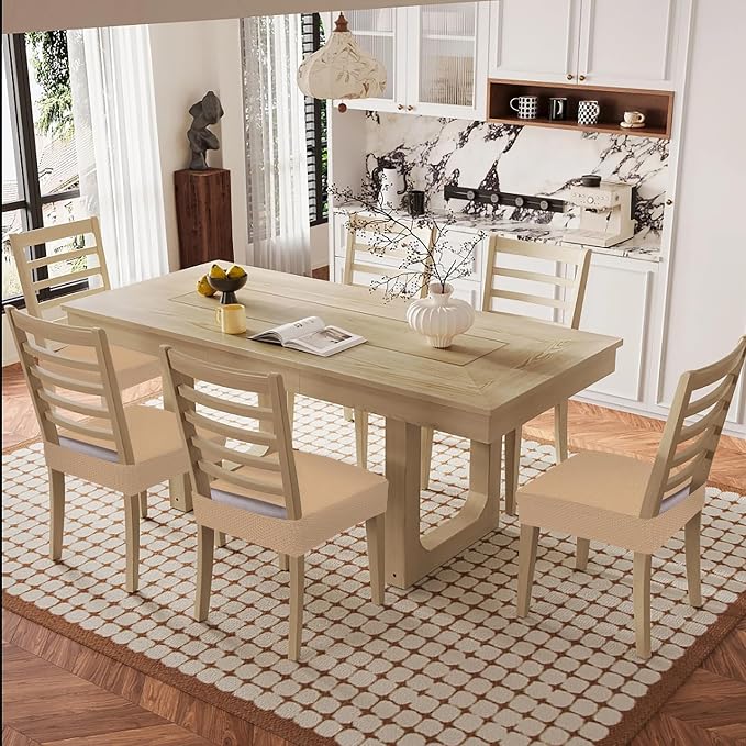Smiry Waterproof Seat Covers for Dining Room Chairs Set of 8, Stretch Jacquard - Image 8