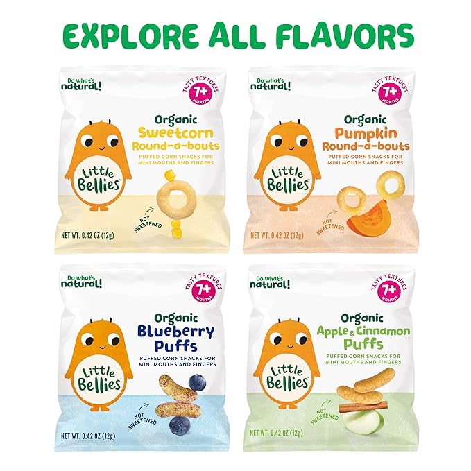 Little Bellies Organic Blueberry Puffs Baby Snack (Pack of 18 x 0.42 oz Individual Packs)