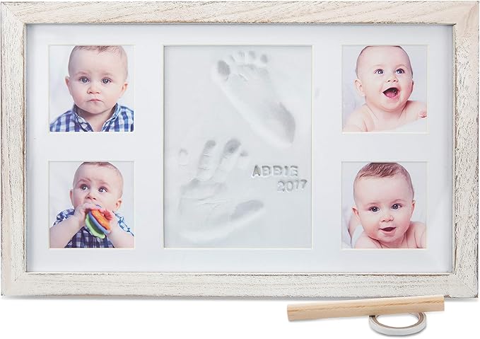 Little Hippo Baby Footprint Kit & Keepsake | Baby Handprint Kit | Baby Hand and Footprint Kit (Rustic White, Large)