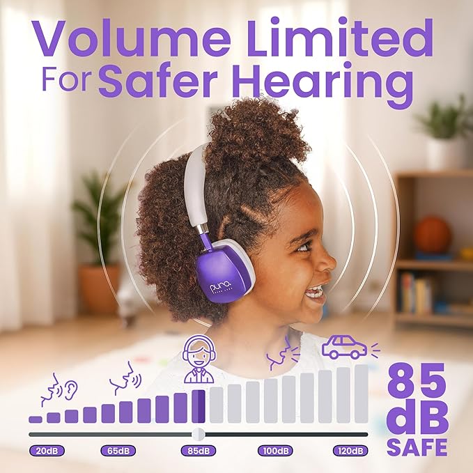 Puro Sound Labs PuroQuiet Plus Kids Noise Cancelling Headphones, Bluetooth Kids On Ear Headphones with Mic, Lightweight On-Ear Design, Studio-Grade Sound (Purple)
