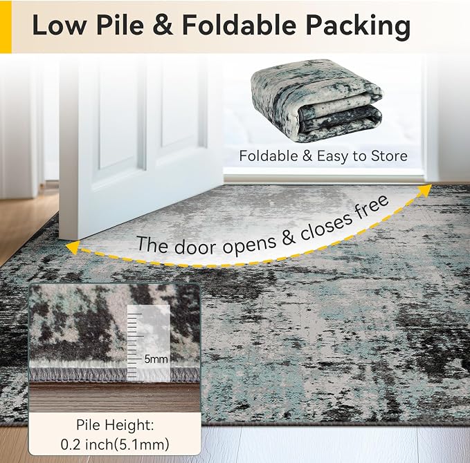 RELEANY Washable Area Rugs 5'x7' Non-Slip Modern Abstract Soft - Image 6