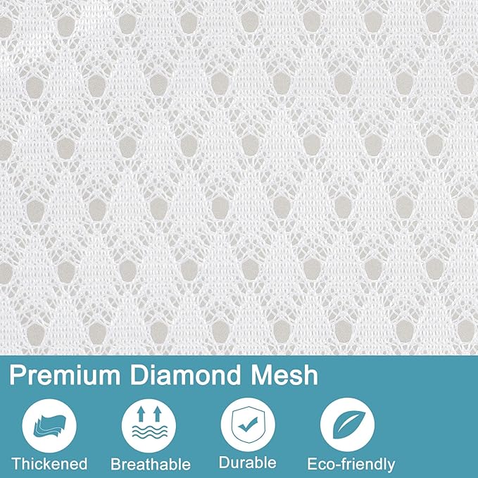 Polecasa Heavy Duty Diamond Mesh Laundry Bags, 24 x 36 inches Large Mesh Laundry Bag with Drawstring Closure and ID Tag, Laundry Hamper Liner, Laundry bag for College, Travel, Sports, Dorms,White