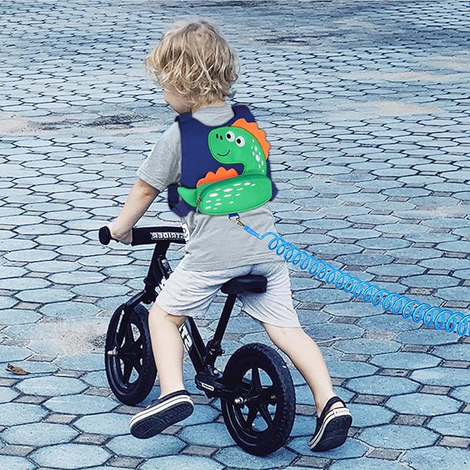 Toddler Harness Leash with Anti Lost Wrist Link, Accmor Cute Dinosaur Kids Harness Children Leash for Outdoor Travel, Adorable Baby Anti Lost Leash Walking Wristband Assistant Strap Keep Babies Close