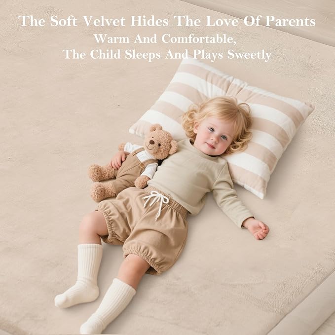 Baby Play Mat for Floor, 50 X 50x 1.3" Memory Foam Playpen Mat,Ultra Soft Tummy Time Mat with Non-Slip Backing, Baby Crawling Mat Child Nursery Rug for Infant, Toddlers, Kids (Beige)