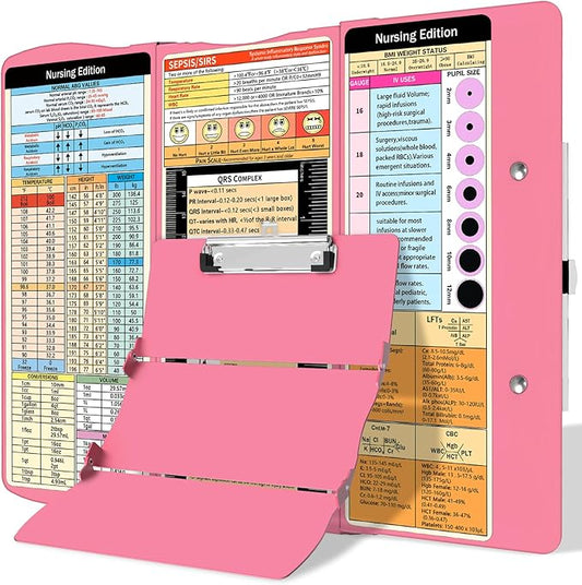 Nursing Clipboard Foldable Clipboard Medical: Edition Cheat Sheets Aluminum 3 Layers Foldable Clipboards Nursing Pocket Size Profile Clip Nurse Clipboards Notepad for Nurses Students and Doctors