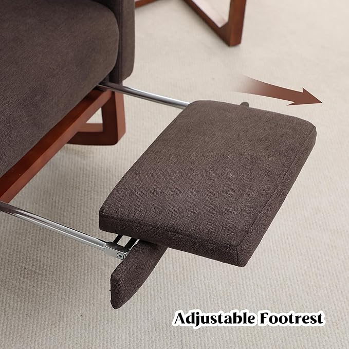 Rocking Chair Nursery with Foot Rest, Wingback Nursery Rocking Chairs, Nursing Glider Rocker Chair with Pillow and High Back for Nursery, Living Room, Bedroom, Coffee